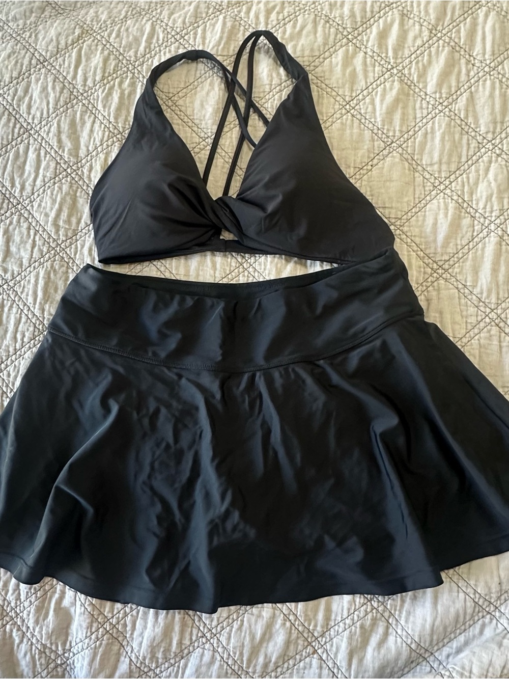 Black Women's Swim Top and Swim Skirt Set